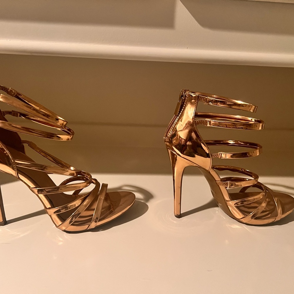 Elegant Gold Strappy Heels